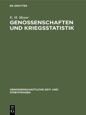 cover image of Genossenschaften und Kriegsstatistik